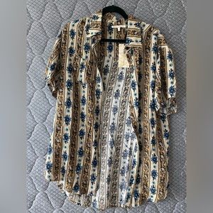 Novella Royale Floral Striped Button Down Shirt